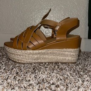 Brown and Tan Platform wedge shoes! Super cute! Never worn!